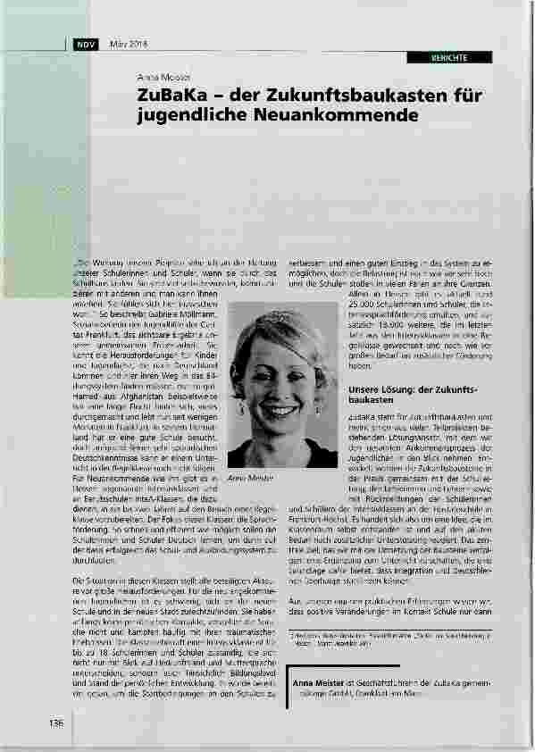 Vorschauseite 1: ZuBaKa der Zukunftsbaukasten für jugendliche Neuankommende