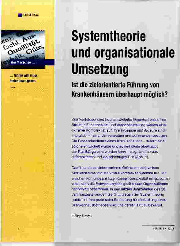 Vorschauseite 1: Systemtheorie und organisationale Umsetzung