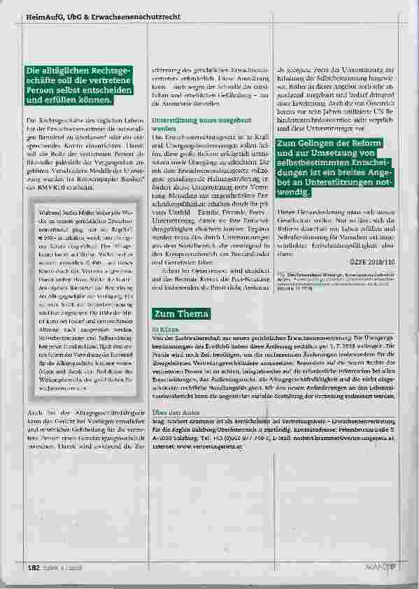 Vorschauseite 3: Gerichtliche Erwachsenenvertretung: Erste Praxiserfahrungen mit der neuen Rechtslage