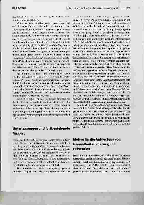 Vorschauseite 2: Der Public Health-Gedanke in der Gesundheitspolitik The role of public health in health policy