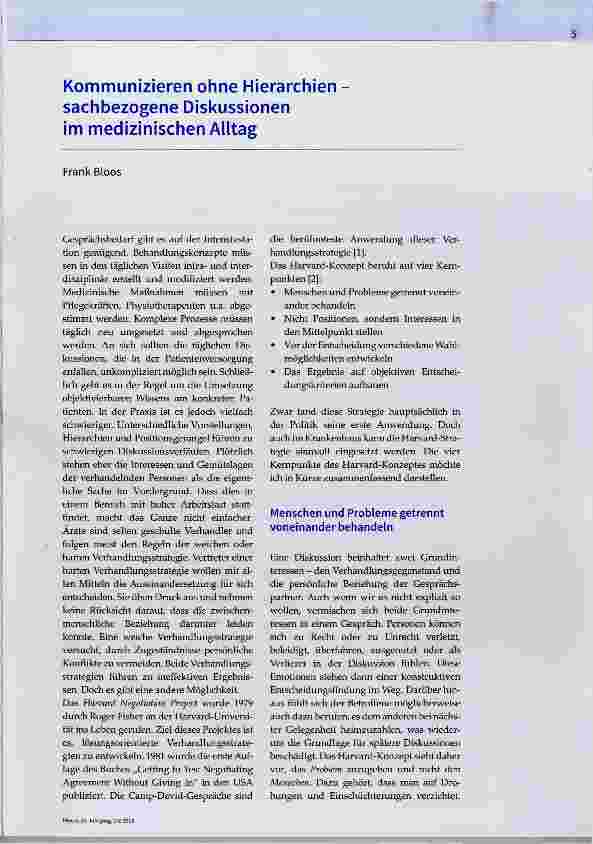 Vorschauseite 1: Kommunizieren ohne Hierarchien sachbezogene Diskussionen im medizinischen Alltag