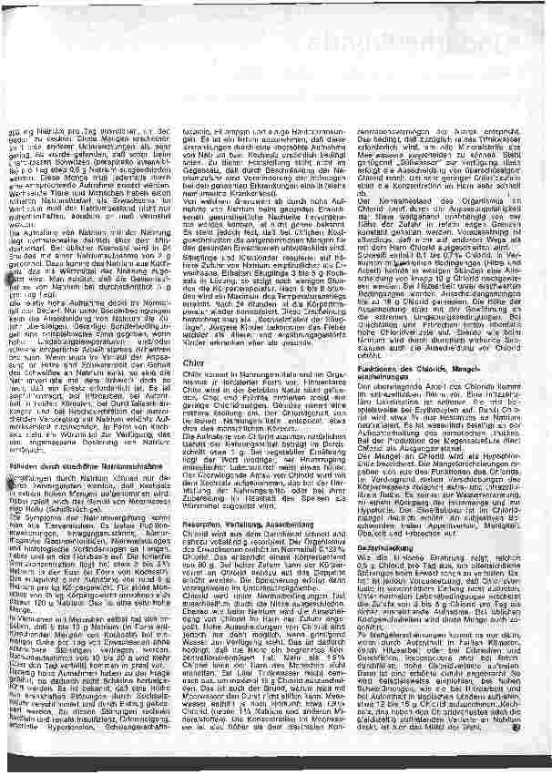 Vorschauseite 2: Grundzüge der Ernährung des gesunden Menschen 29.Folge: Die Mineralstoffe Natrium und Chlor