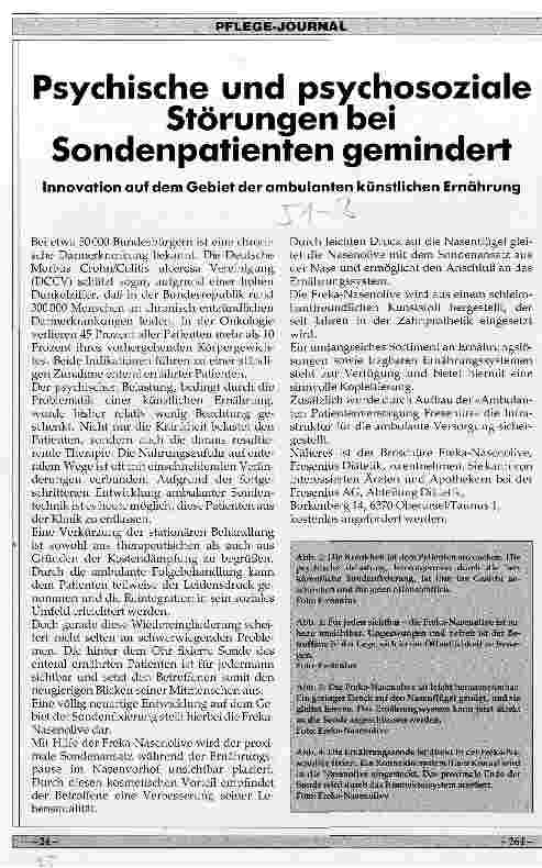 Vorschauseite 1: Psychische und psychosoziale Störungen bei Sondenpatienten gemindert