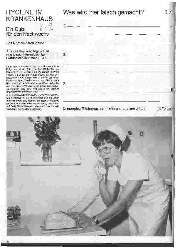 Vorschauseite 1: Hygiene im Krankenhaus Ein Quiz für den Nachwuchs