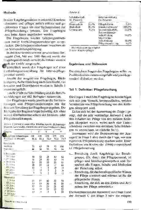 Vorschauseite 2: Wissenstand und Beurteilung der Pflegeforschung Ergebnisse einer Umfrage in der BRD an 662 Pflegekräften