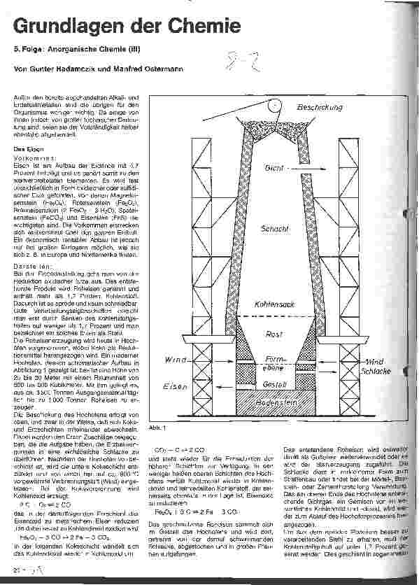 Vorschauseite 1: Grundlagen der Chemie 5. Folge: Anorganische Chemie (III)