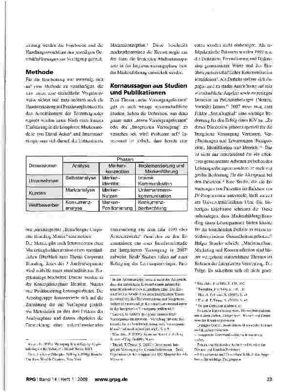 Vorschauseite 2: Marken und Markenkommunikation in den neuen Versorgungsformen: Eine Notwendigkeit oder Geldverschwendung?