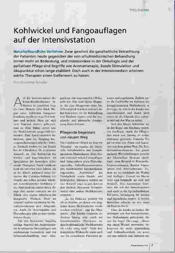 Vorschauseite 2: Kohlwickel und Fangoauflagen auf der Intensivstation