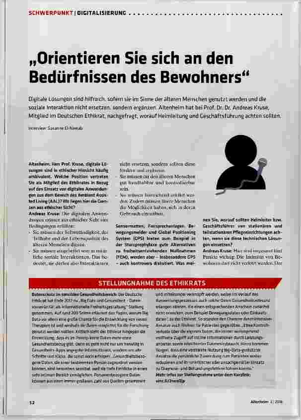 Vorschauseite 1: „Orientieren Sie sich an den Bedürfnissen des Bewohners“