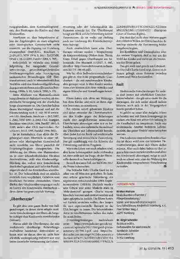 Vorschauseite 4: Kindeswohlgefährdung durch Eltern im Rahmen der Gesundheitssorge?