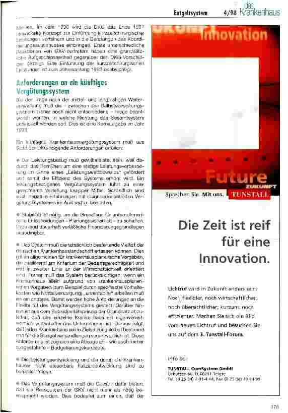 Vorschauseite 3: Überlegungen für die Vergütung der Krankenhausleistungen in der Zukunft