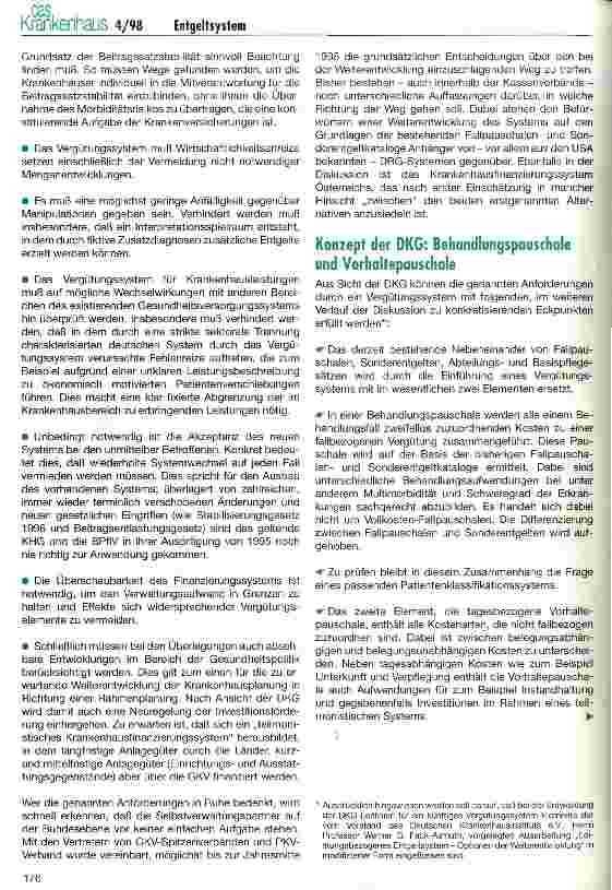 Vorschauseite 4: Überlegungen für die Vergütung der Krankenhausleistungen in der Zukunft