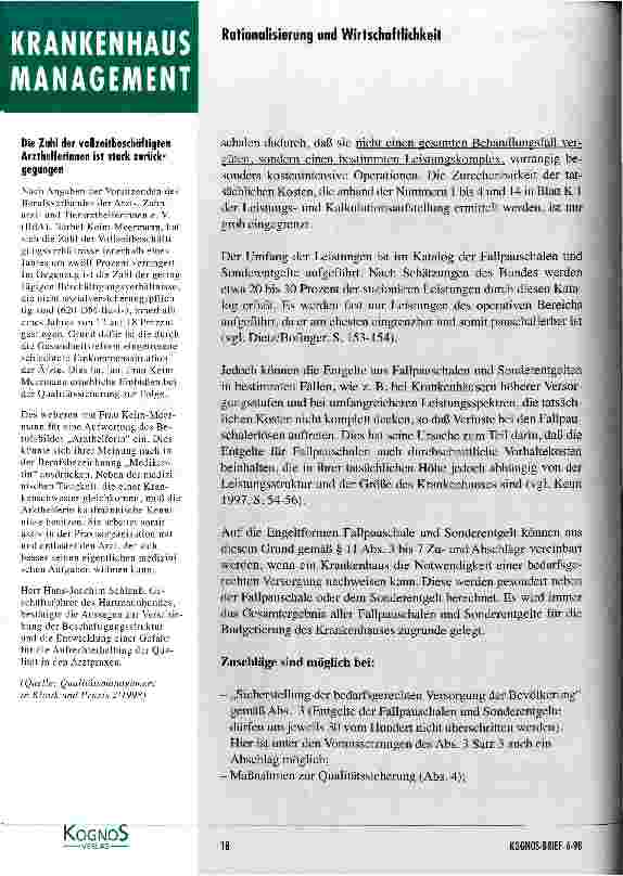 Vorschauseite 4: Kennzeichnende Merkmale des Entgeltsystems für Krankenhäuser in Deutschland