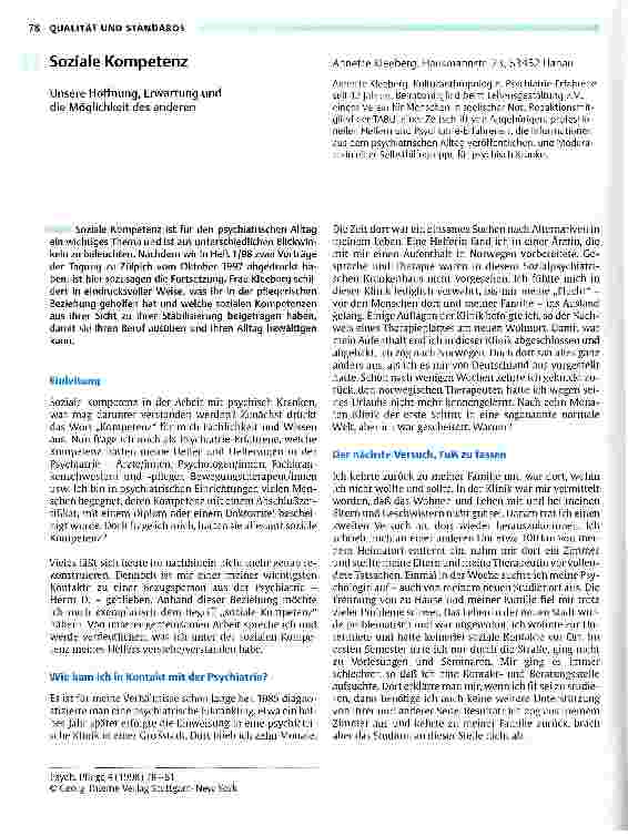 Vorschauseite 1: Soziale Kompetenz Unsere Hoffnung, Erwartung und die Möglichkeit des anderen