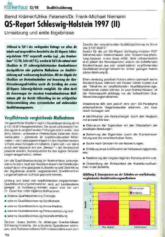 Vorschauseite 1: QS-Report Schleswig-Holstein 1997 (II) Umsetzung und erste Ergebnisse
