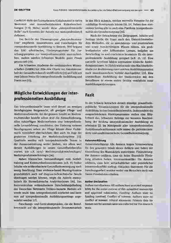 Vorschauseite 2: Interprofessionelle Ausbildung für die Gesundheitsversorgung von morgen eine Schweizer Perspektive