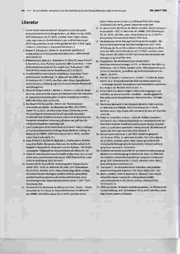 Vorschauseite 3: Interprofessionelle Ausbildung für die Gesundheitsversorgung von morgen eine Schweizer Perspektive