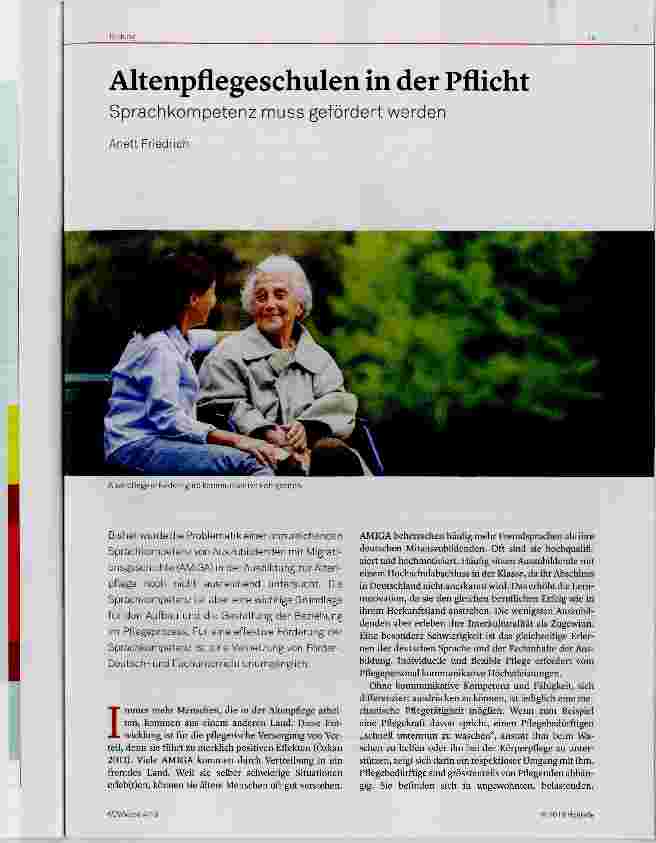 Vorschauseite 1: Altenpflegeschulen in der Pflicht