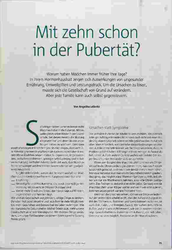 Vorschauseite 2: Mit zehn schon in der Pubertät?