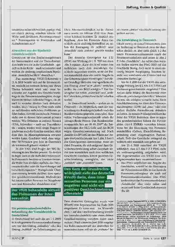 Vorschauseite 2: Verfassungsgerichtshof: „unbestimmtes“, nicht „drittes Geschlecht“