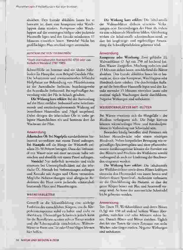 Vorschauseite 2: Hitze, Insekten, Sonne diese Heilpflanzen helfen (Fortsetzung aus der Ausgabe 3/2018)