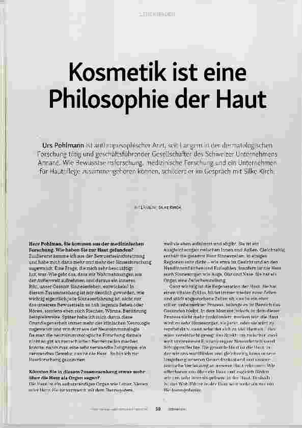 Vorschauseite 1: Kosmetik ist eine Philosophie der Haut