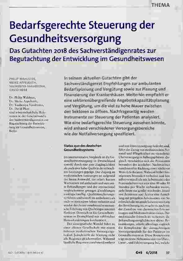 Vorschauseite 1: Bedarfsgerechte Steuerung der Gesundheitsversorgung