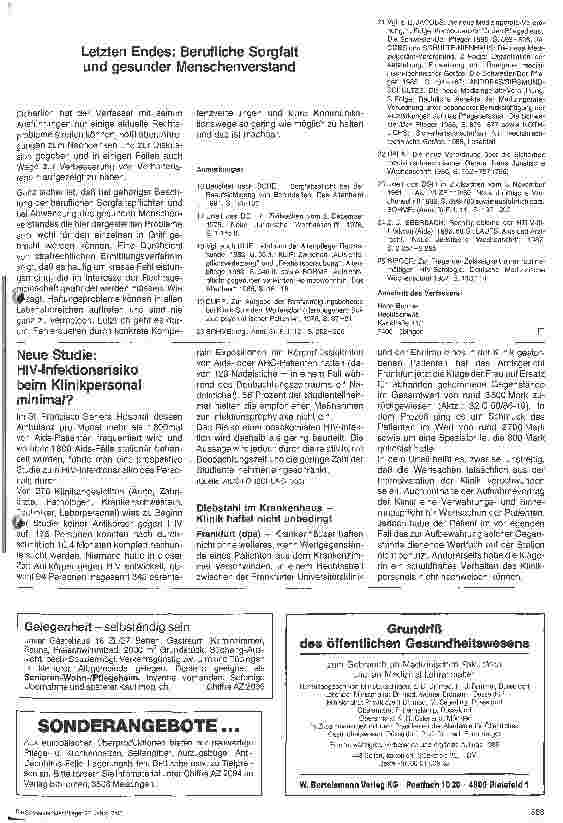 Vorschauseite 1: Aktuelle Rechtsfragen in der Krankenpflege 2. Teil Letzten Endes: Berufliche Sorgfalt u. gesunder Menschenverstand