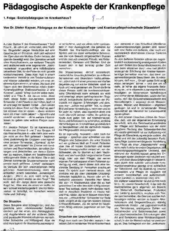 Vorschauseite 1: Pädagogische Aspekte der Krankenpflege 1. Folge: Sozialpädagogen im Krankenhaus?