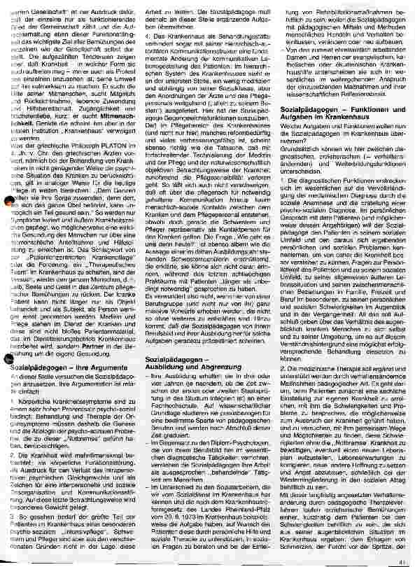 Vorschauseite 2: Pädagogische Aspekte der Krankenpflege 1. Folge: Sozialpädagogen im Krankenhaus?
