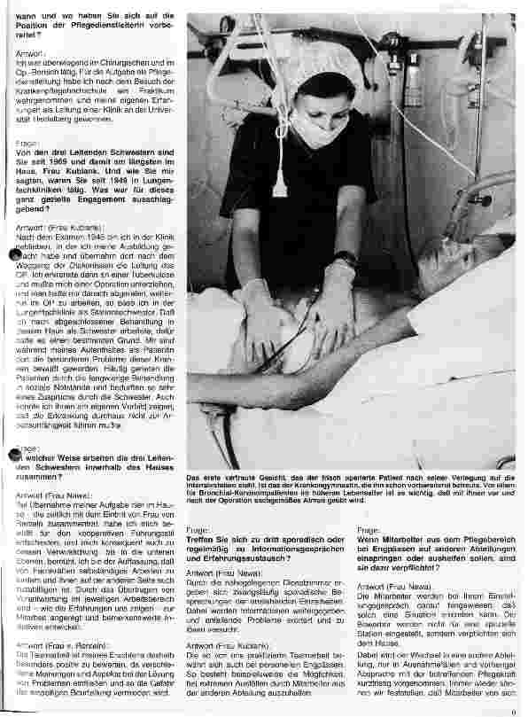 Vorschauseite 3: Die Thorax-chirurgische Spezialklinik Heidelberg-Rohrbach Die Entwicklung der Klinik Gespräch mit Schwestern der Abteilungen