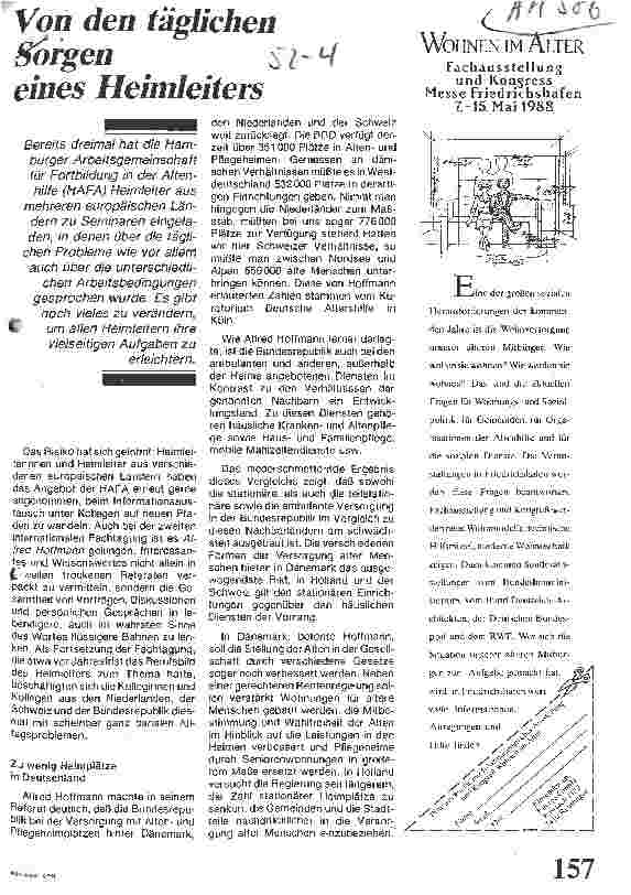 Vorschauseite 1: Von den täglichen Sorgen eines Heimleiters