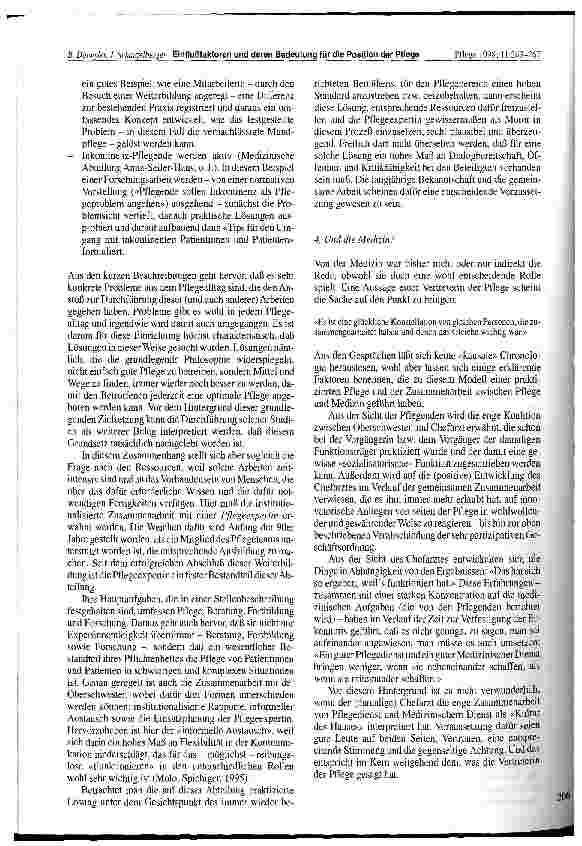 Vorschauseite 4: Einflußfaktoren und deren Bedeutung für die Position der Pflege Eine Fallstudie