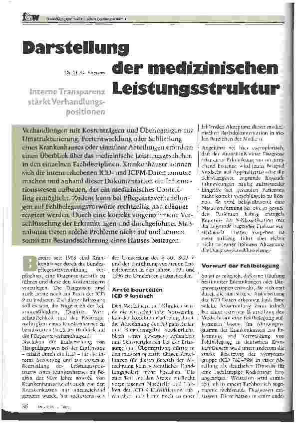 Vorschauseite 1: Darstellung der medizinischen Leistungsstruktur