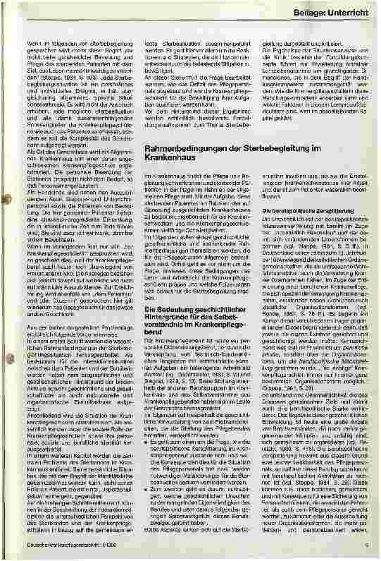 Vorschauseite 2: Sterbebegleitung: Eine erwerbbare Handlungskompetenz? Bedingungen der Entwicklung einer solchen Kompetenz in der Krankenpflegeausbildung