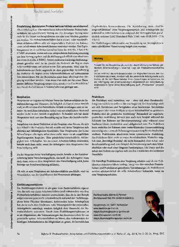 Vorschauseite 2: Probearbeiten, Hospitation und Einfühlungsverhältnis