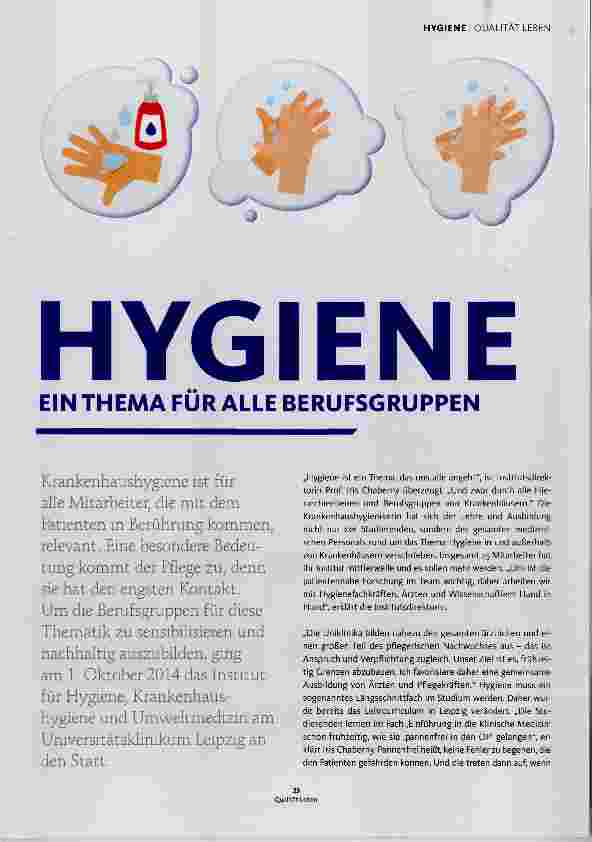 Vorschauseite 1: HYGIENE EIN THEMA FÜR ALLE BERUFSGRUPPEN