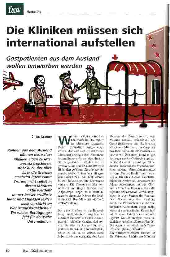Vorschauseite 1: Die Kliniken müssen sich international aufstellen