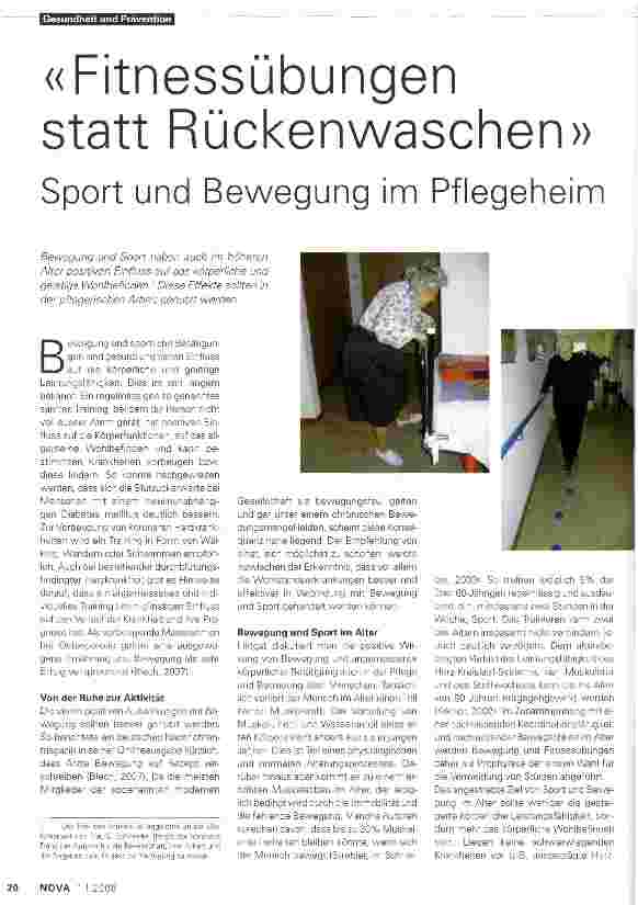 Vorschauseite 1: «Fitnessübungen statt Rückenwaschen»