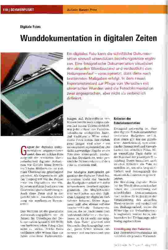 Vorschauseite 1: Wunddokumentation in digitalen Zeiten