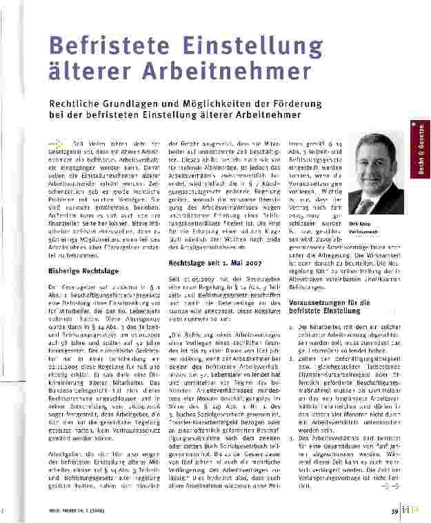 Vorschauseite 1: Befristete Einstellung älterer Arbeitnehmer