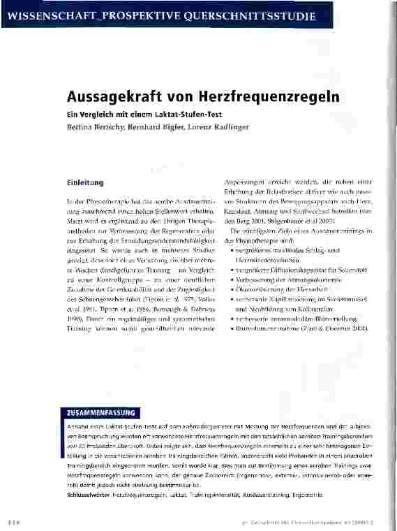Vorschauseite 1: Aussagekraft von Herzfrequenzregeln