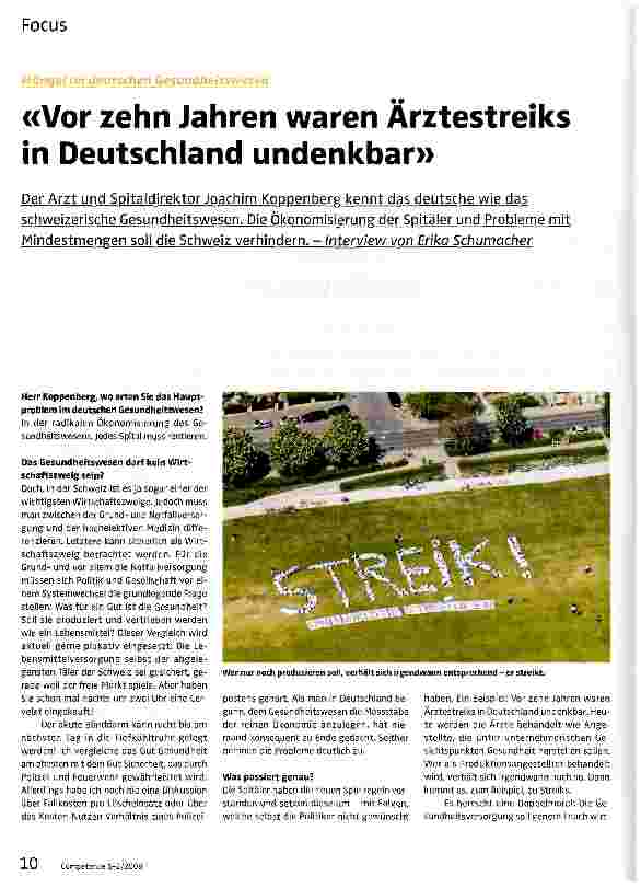 Vorschauseite 1: Vor zehn Jahren waren Ärztestreiks in Deutschland undenkbar