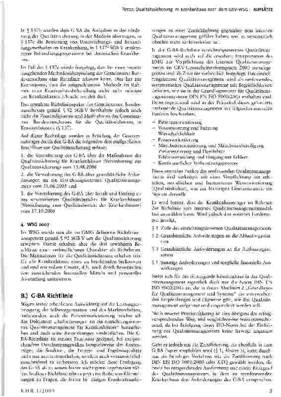 Vorschauseite 3: Qualitätssicherung im Krankenhaus nach dem GKV-WSG