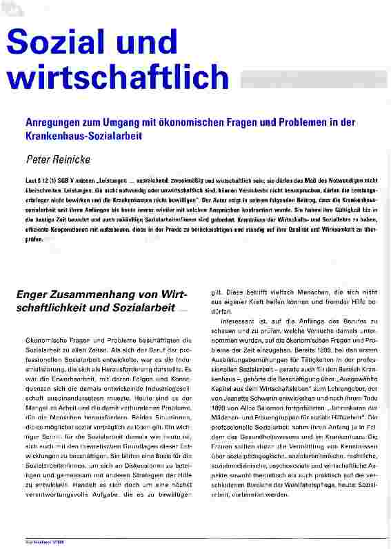 Vorschauseite 1: Sozial und wirtschaftlich
