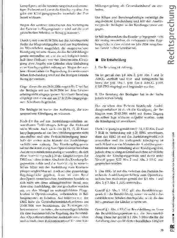 Vorschauseite 2: Zum Ausbildungsverhältnis von Operationstechnischen Assistentinnen/Assistenten (OTA)