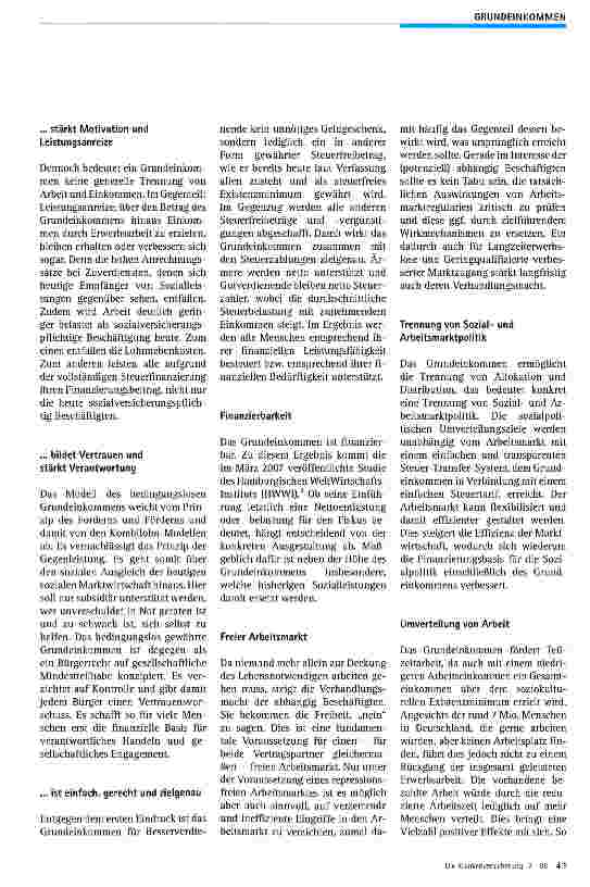 Vorschauseite 2: Grundeinkommen und Soziale Marktwirtschaftl