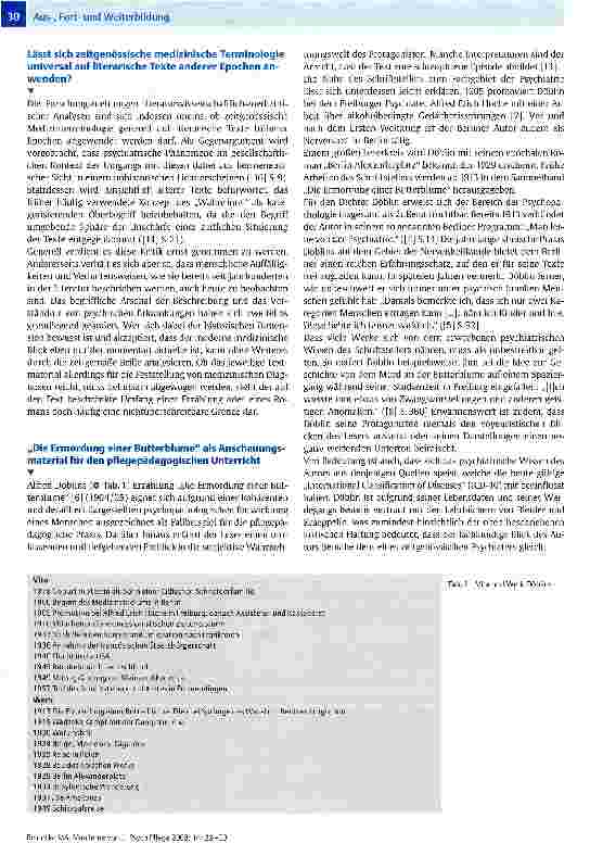Vorschauseite 2: Man lerne von DöblinDie Erzählung „Die Ermordung einer Butterblume als Zugangsmedium zum Arbeitsfeld der Psychiatrie