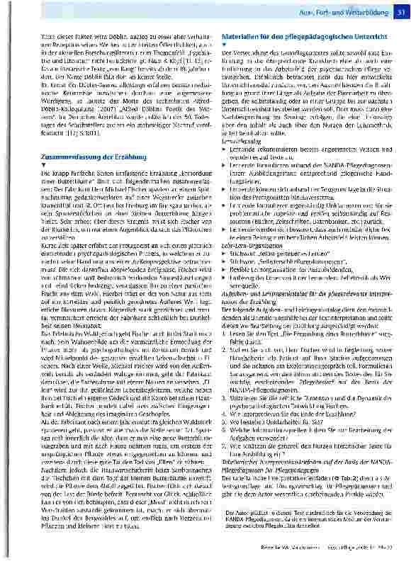 Vorschauseite 3: Man lerne von DöblinDie Erzählung „Die Ermordung einer Butterblume als Zugangsmedium zum Arbeitsfeld der Psychiatrie