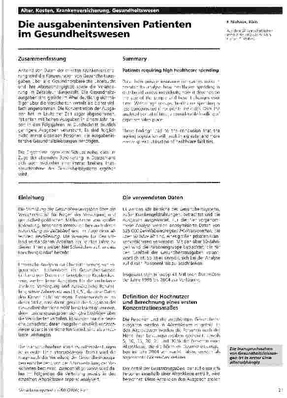 Vorschauseite 1: Die ausgabenintensiven Patienten im Gesundheitswesen